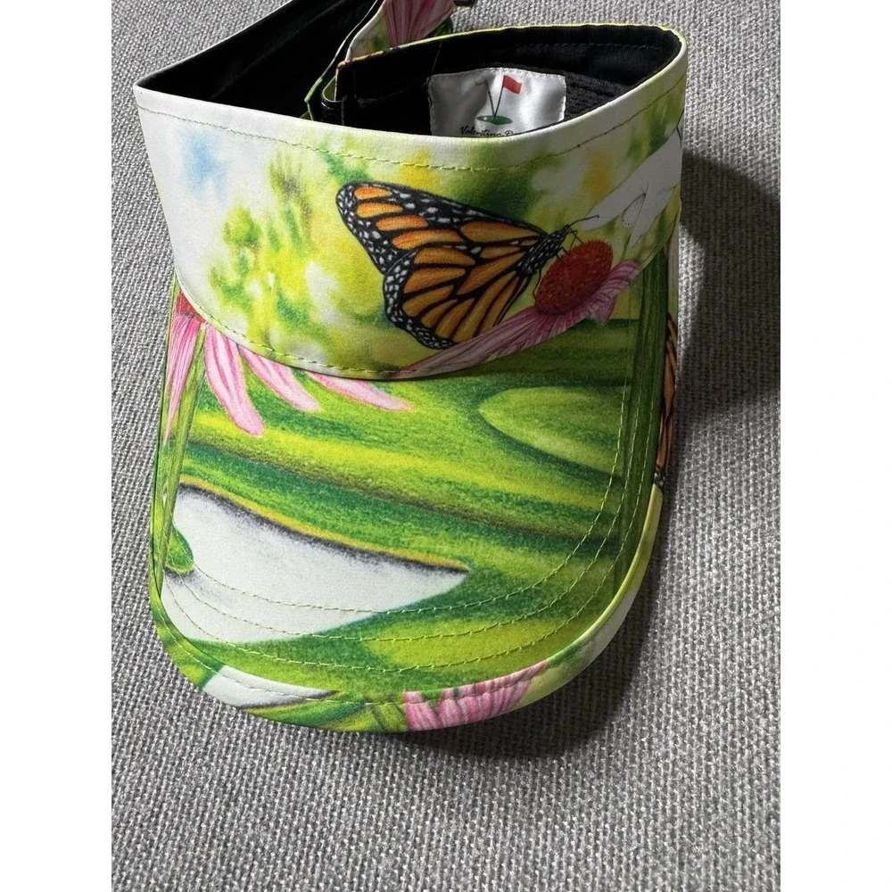 Valentino Dixon Women's Golf Adj. Performance Visor Butterfly Scenic Landscape.